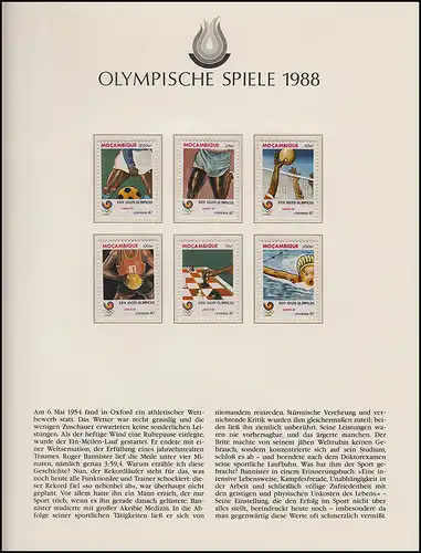 Jeux olympiques 1988 Séoul - Mozambique 1 ensemble de marques, sports, frais de port **