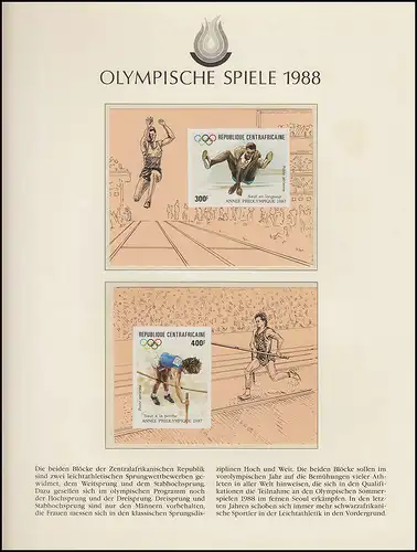 Jeux olympiques 1988 Séoul - République centrafricaine 2x bloc, 1 phrase **