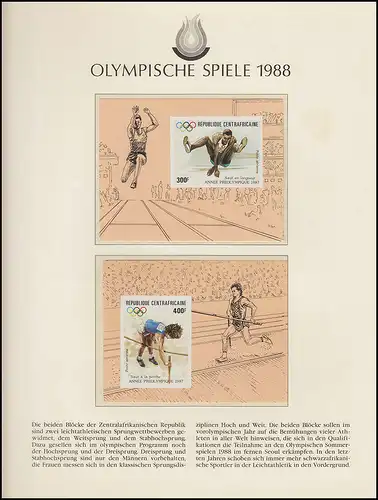 Olympische Spiele 1988 Seoul - Zentralafrikanische Republik 2x Block, 1 Satz **