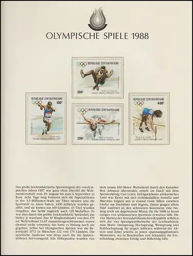 Olympische Spiele 1988 Seoul - Zentralafrikanische Republik 2x Block, 1 Satz **