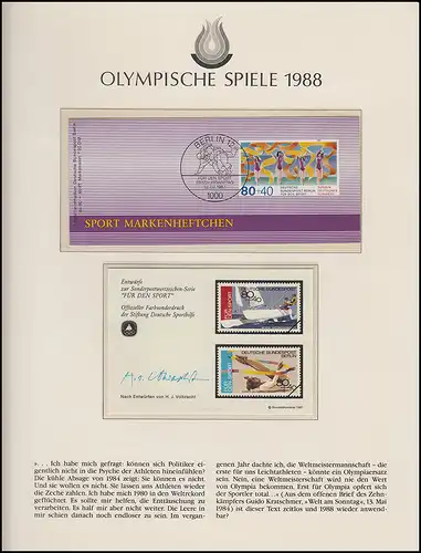 Jeux olympiques 1988 Séoul - Allemagne 1 bloc **, MH Berlin 12.2,87 + 1 FDC