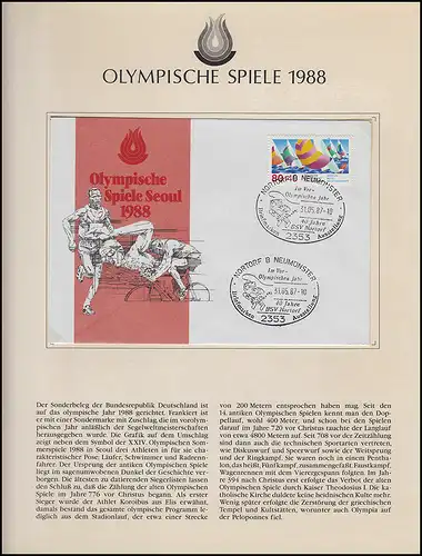 Olympische Spiele 1988 Seoul - Deutschland 1 Block **, MH Berlin 12.2,87 + 1 FDC