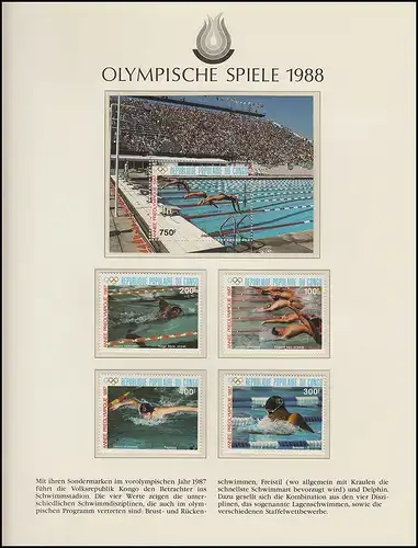 Jeux olympiques 1988 Séoul - Congo, 1 bloc, un ensemble de sports nautiques, frais de port **