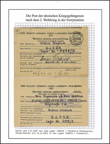 Kriegsgefangenenpost Karte + AK Lager 7299/5 Simferopol 11.5.47 Kändler 09.6.47