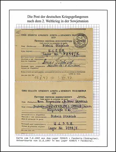 Poste de prisonniers de guerre Carte + AK Camp 7299/5 Simferopol 11.5.47 Kändler 09.6.47