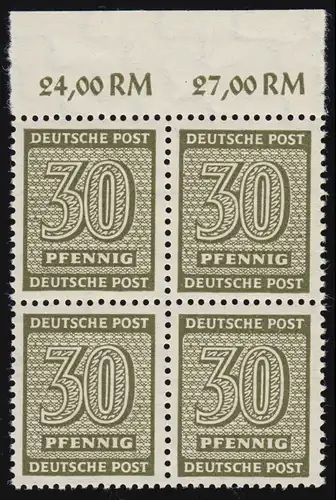 135Ya chiffre en bloc de quatre OR avec OR ndg. (non décapité), non plié **