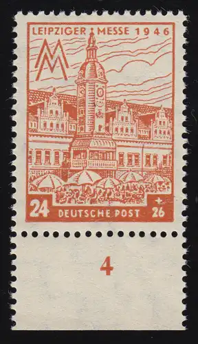 164Y Leipziger Messe 24 Pf avec sous-rand et PLF V endommagé M, champ 44, **