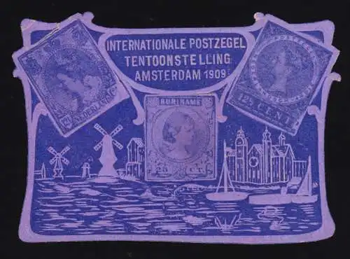 Pays-Bas Vignette d'exposition moulins à vent Amsterdam 1909 o.G./Falz