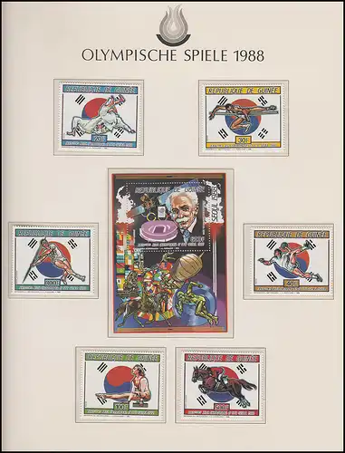 Jeux olympiques 1988 Séoul - Guinée 1 phrase, 1 bloc, sports frais **