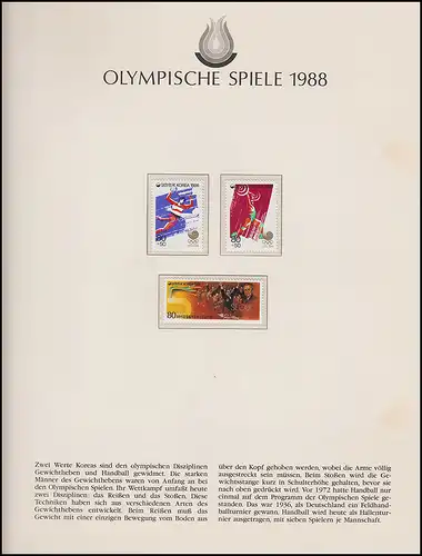 Jeux olympiques 1988 Séoul - Corée du Sud 1 set, 2 blocs, sports post-frais