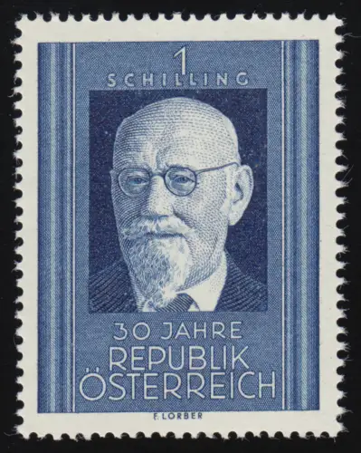 927 30 Jahre Republik Österreich, Karl Renner Bundespräsident, 1 S postfrisch **