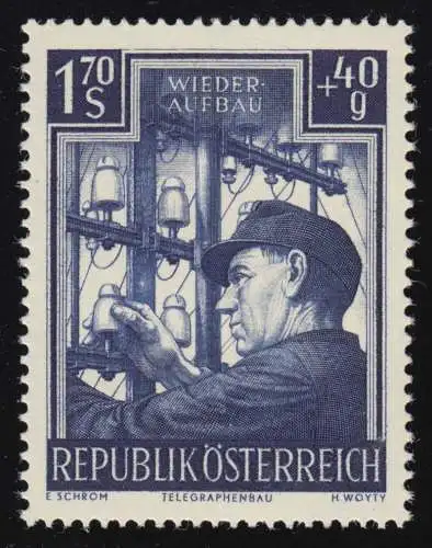 963 Wiederaufbau, Telegraphenarbeiter, 1.70 S + 40 g, postfrisch **