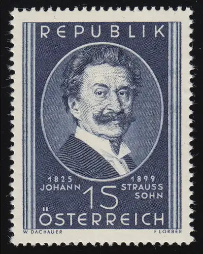 934 50e anniversaire de la mort, Johann Strauss (fils) (1825 - 1899) 1 p., frais de port **