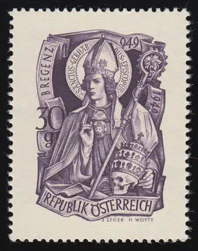 936 1000e anniversaire, St. Gebhard (949-995) Landespartron Vorarlberg, 30 g, **
