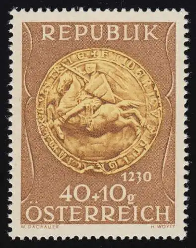 937 Kriegsgefangenenfürsorge, Reitersiegel Herzog Friedrich II., 40 g + 10g **