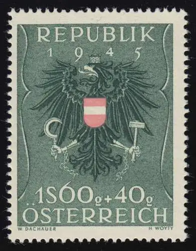 940 Kriegsgefangenenfürsorge, Bundeswappen (1945), 1,60 S + 40 g, postfrisch **