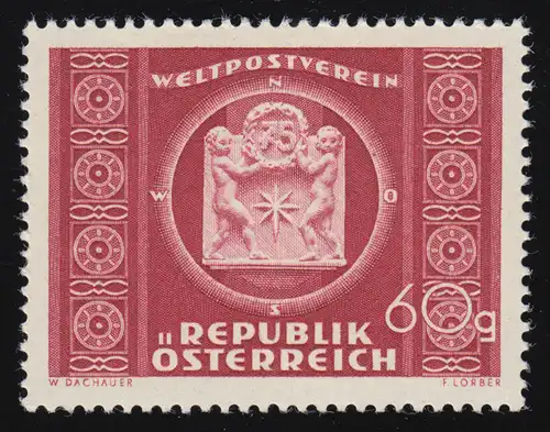 944 75 Jahre Weltpostverein, Jubiläumstafel, 60 g, postfrisch **