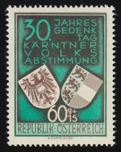 952 Volksabst. Kärnten, Bundeswappen Öster. + Landesw. Kärnten, 60 g + 15 g, **