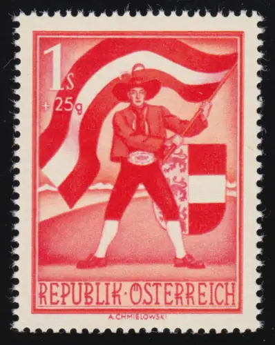 953 Faucon de Carinthie, drapeau de Schwenker Autriche, 1 S + 25 g, **