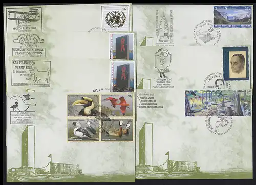 Les cartes de New York de l'ONU, série complète de cartes en 2003, 65-71