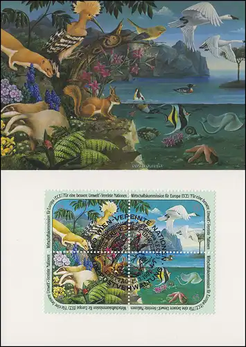 MK 3 de l'ONU Vienne 110-113 Faune et flore 1991, carte officielle maximale