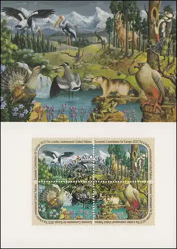 MK 1 von UNO New York 608-611 Fauna und Flora 1991, amtliche Maximumkarte