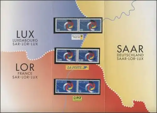 Saar-Lor-lux 1997 Bund, carte pliante avec paires Allemagne France Luxembourg