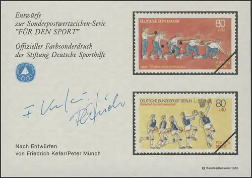 Sporthilfe Sonderdruck Kefer und Münch Kegeln und Basketball 1985