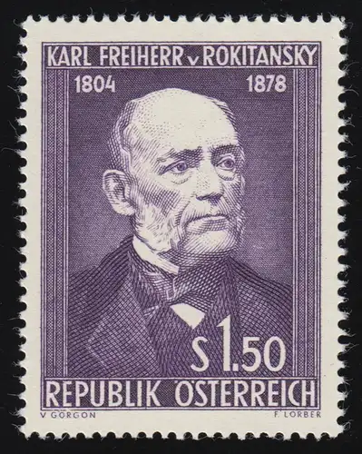 997 150. Geburtstag, Karl Freiherr von Rokitansky, 1.50 S, postfrisch **