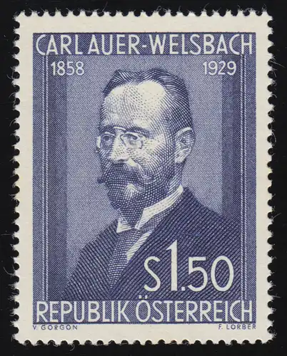 1006 25e anniversaire de la mort, Carl Freiherr Auer Ritter von Welsbach, 1.50 S, frais de port