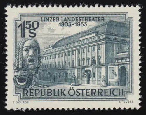 988 150 ans Linzer Landestheater, masques de théâtre anciens, 1.50 S, frais de port **