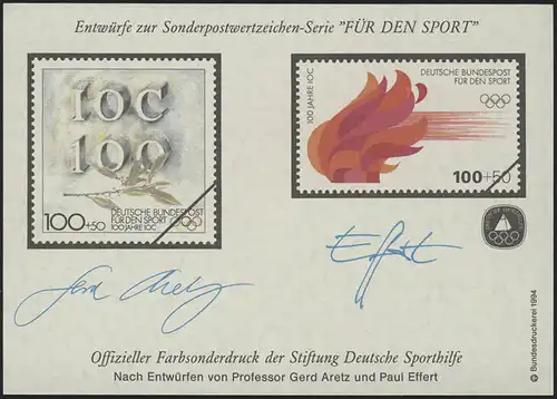 Sporthilfe Sonderdruck Aretz/Effert 1994 IOC/Flamme **