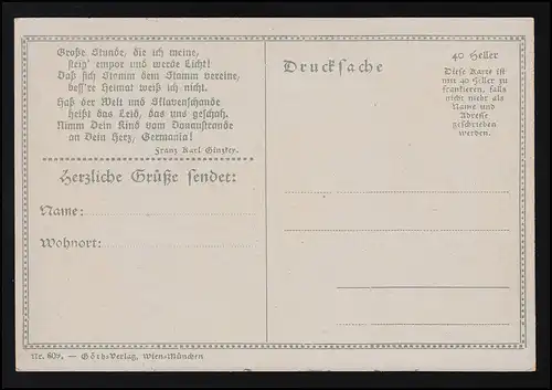 L'Autriche, la connexion à l'empire allemand n° 609 Göth Verlag NS, non utilisé