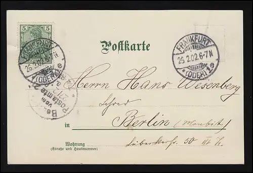 "Mercredi" Wintersaume T. Guggenberger, M.Seeger, Francfort O./ Berlin 29.2.1902