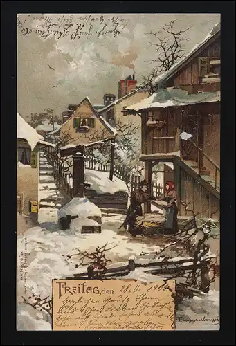 "Freitag" Wintergrüße T. Guggenberger, M.Seeger, Frankfurt O./ Berlin 28.2.1902