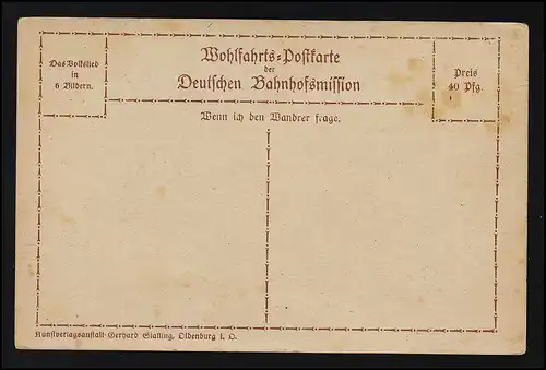 "Wenn ich den Wandrer frage" Wohlfahrt Bahnhofsmisson sign. RK.1921, ungebraucht