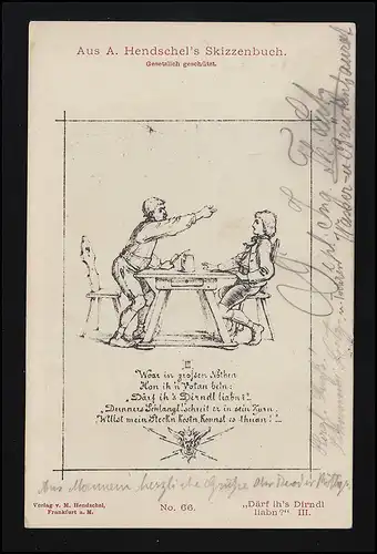 "Därf Ih's Dirndl liabn?" III, Aus A. Hendschel's Skizzenbuch Mannheim 22.2.1903