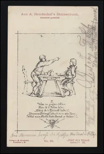 "Därf Ih's Dirndl liabn?" III, Aus A. Hendschel's Skizzenbuch Mannheim 22.2.1903