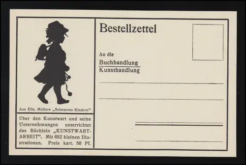 Schattenriss, Scherenschnitt E. Müller "Schwarze Kinder", Kunstwart ungebraucht