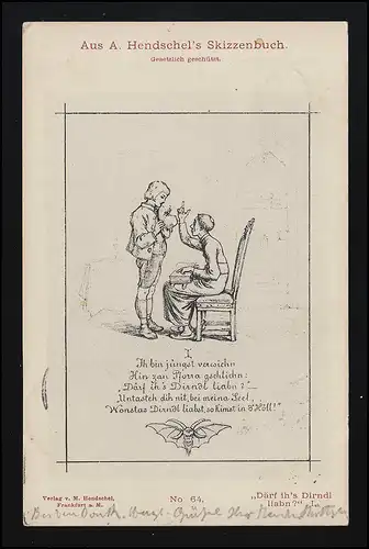 "Därf Ih's Dirndl liabn?" I, Aus A. Hendschel's Skizzenbuch Darmstadt 19.2.1903