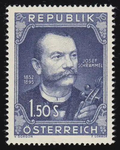 970 100e anniversaire, Joseph Schrammel (1852-1895) Musicien, 1.50 S, frais de port **