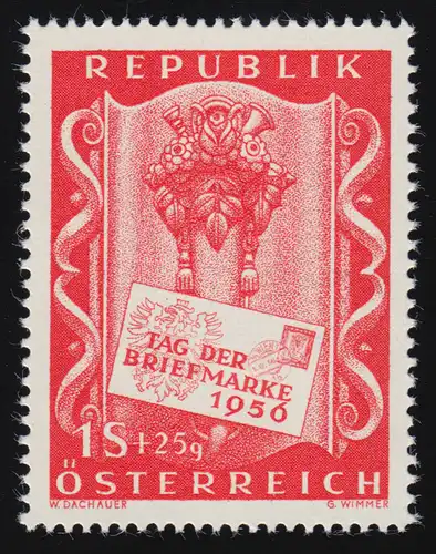 1029 Tag der Briefmarke, Tafel mit Blumenkorb & Briefumschlag, 1 S + 25 g, **