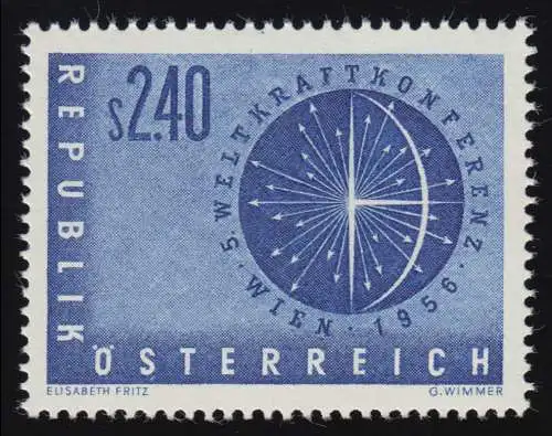 1026 Weltkraftkonferenz, symb. Darstellung + Inschrift, 2.40 S, postfrisch **