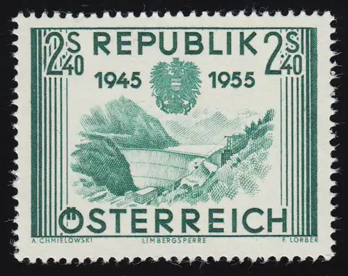 1016 Indépendance Rep. Autriche, Limberg Talververbe / Kaprun, 2.40 S, **