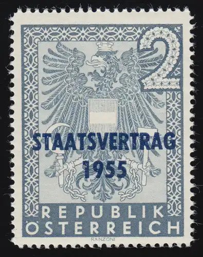 1017 Traité d'Etat, dessin d ' armoiries + impression sombre, 2 S post-frais **