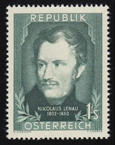 975 150e anniversaire, Nikolaus Lenau (1802-1850) poète, 1 p, frais de port**