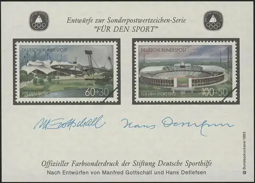 Sporthilfe Sonderdruck Olympia-Stadien Gottschall / Detlefsen 1993 **