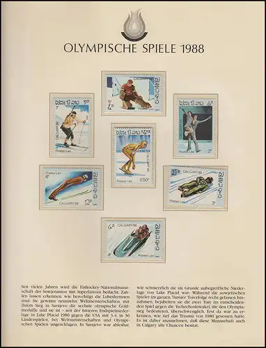 Jeux olympiques 1988 Calgary - Laos, 1 ensemble de marques, sports d'hiver **