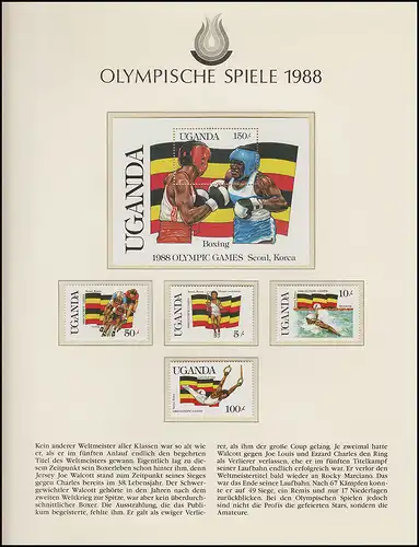 Jeux olympiques 1988 Séoul - Ouganda 1 bloc + 1 ensemble de sports frais **