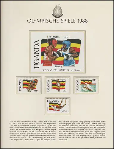 Olympische Spiele 1988 Seoul - Uganda 1 Block + 1 Satz Sportarten postfrisch **